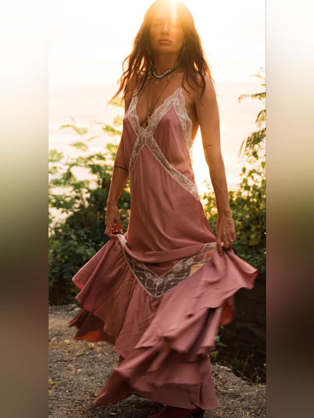 Chasing Unicorns Come Alive Backless Maxi Dress In Dusty Rose